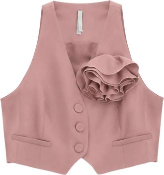Imperial Gilet met bloemenapplicatie - Dames - Gillet - Roze - M - Polyester - Kostuums