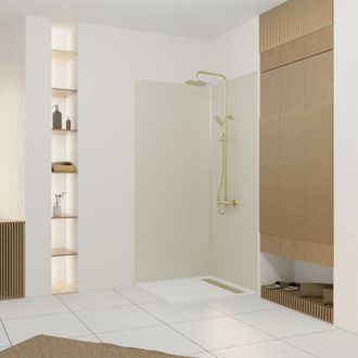 Aurlane Set 2 Pannelli da Parete Alluminio Avorio 120+90x210cm + Profili Finitura e Angolare Oro Spazzolato