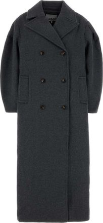 Ganni Grey Wool Blend Coat