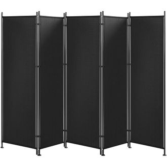 Beliani Separador De Habitaciones Poli&eacute;ster Y Acero Negro 5 Paneles Divisor Decorativo Narni