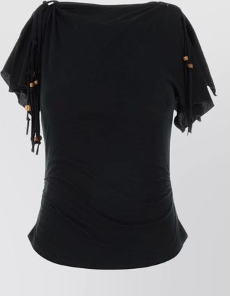 Isabel Marant jazia cotton top tassels draped short sleeves