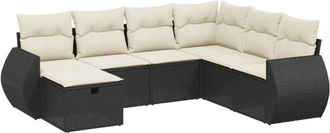 vidaXL Set De Comedor De Jard&iacute;n 7 Pzas Y Cojines Rat&aacute;n Sint&eacute;tico Negro Vidaxl