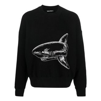 Palm Angels Split Shark Crew Black White PMBA026S23FLE0061003