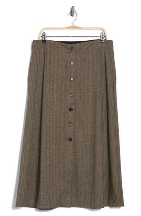 Max Studio Front Button Boot Skirt in Black/Camel Herringbone at Nordstrom Rack, Size X-Large