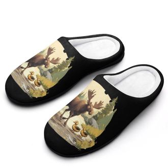 Generic Duck Moose Womens Slippers Warm House Slippers Indoor House Shoes with Anti-Skid Rubber Sole