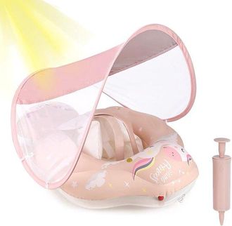 No Brand Flotador Para Beb&eacute;, Talla S (3-10 Meses, 4,5-9 Kg), Asiento Rosa Para Beb&eacute; Con Parasol, Flotador Para La Piscina