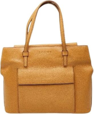 Loewe Pre-owned Tote Bags, female, Beige, Size: ONE SIZE Pre-owned Leather Tote Bag