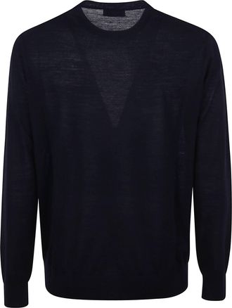 Ballantyne Round Neck Wool Sweater with Subtle Vents