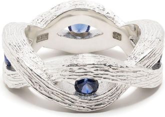 Bleue Burnham Sterling Silver Woven Stem Sapphire Ring - Mens - Metal