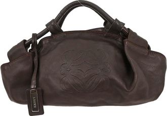 Loewe Anagram Logo Nappa Aire Hand Bag Leather Brown Leather Handbag (Pre-Owned)