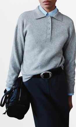 Mango Polo Sweater in Light Heather Grey at Nordstrom, Size Small