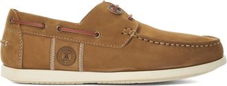 Dune London Barbour Mens Wake - Stitch-Detail Boat Shoes - Taupe Leather - Size UK 10