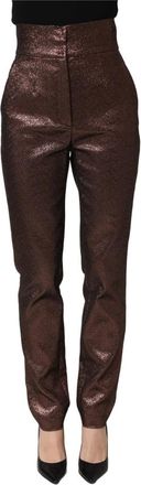 Dolce & Gabbana High Waist Tapered Leg Pants - Dames - Broeken - Bruin - S - Katoen - Broeken