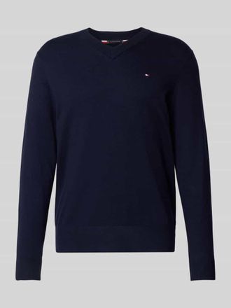 Tommy Hilfiger Regular Fit Pullover aus Baumwoll-Kaschmir-Mix in Marine, Gr&ouml;&szlig;e XXL