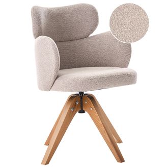 Beliani Silla De Comedor Giratoria Con Respaldo Curvado Y Tapicer&iacute;a De Boucl&eacute; Beige Marcy