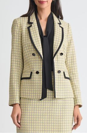 Kasper Faux Double Breasted Blazer in Black/Pale Yellow Mlt at Nordstrom, Size 12