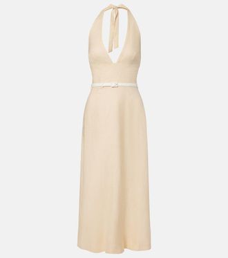 Poss&eacute; Pamela halterneck linen midi dress