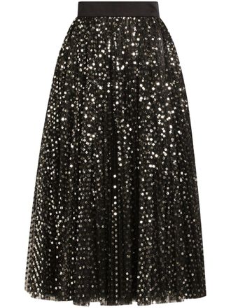 Dolce & Gabbana sequin-embellished skirt - women - Polyamide/Silk/Polyester/Silk/Spandex/Elastane/Polyester - 46 - Black
