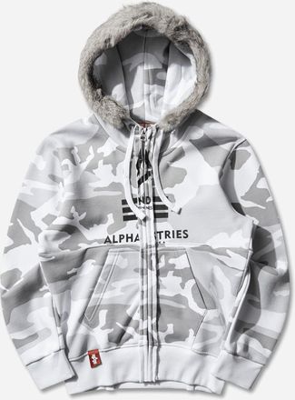 Prototypes Women s Alpha Industries Fur Trimmed Hoodie White Camo