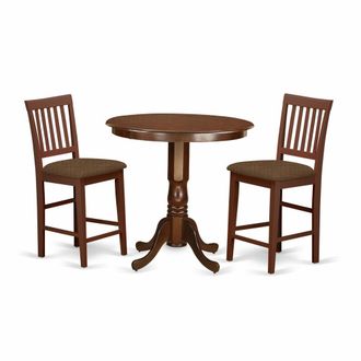 East West Furniture JAVN3-MAH-C 3 Pc Dining counter height set - Dining Table and 2 counter height Chairs