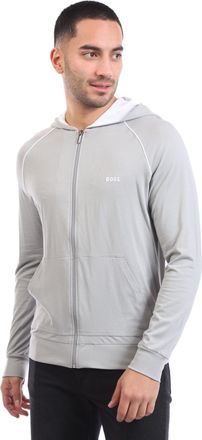 HUGO BOSS Mens Mix&Match Loungewear Zip Up Hoodie in Grey Cotton - Size X-Large