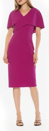 Alexia Admor Noor Wrap Bodice Midi Sheath Dress in Magenta at Nordstrom Rack, Size X-Small