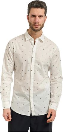 A|X Armani Exchange Slim Fit Stretch Katoenen Overhemd - Heren - Casual Overhemden - Wit - XL - Katoen - Overhemden