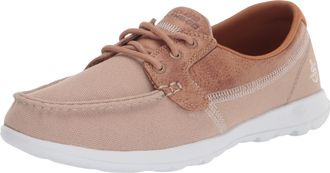 Skechers Womens Go Walk Lite-Coral Boat Shoe, Natural, 4.5 UK