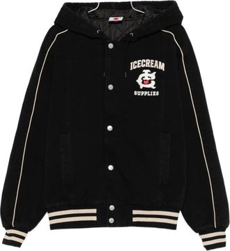 Icecream Bomber Jackets, male, Black, Size: L Cotton Hooded Bomber Jacket