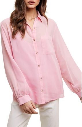Wishlist Chiffon Button Front Shirt with Cami in Ballet at Nordstrom Rack, Size X-Large