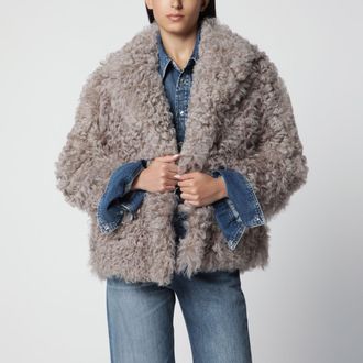 BLANCHA Short taupe fur jacket