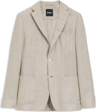 BOSS Slim-fit jacket in a linen blend