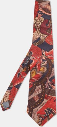Gianfranco Ferre Vintage Red Printed Silk Tie