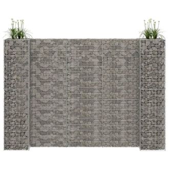Berkfield Home H-Shaped Gabion Planter Steel Wire 260x40x200 cm in Silver | Size: 260 x 40 x 200 cm