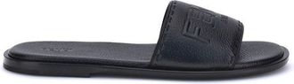 Fendi Black Calf Leather Bos Taurus Flat Mens Sandals