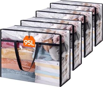 OEM Juego De 4 Bolsas De Almacenamiento Transparentes De 90 Litros, Bolsas De Almacenamiento De Ropa De Pvc, Fundas N&oacute;rdicas Plegables Con Asas, Cajas De 
