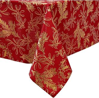 Elrene Foil Woodland Holiday Fabric Tablecloth