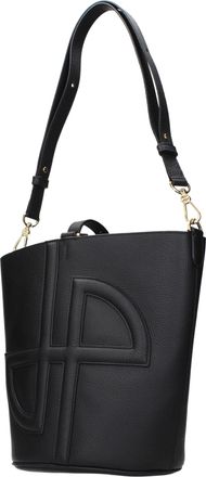 Patou Embossed Logo Leather Crossbody Bag - Black
