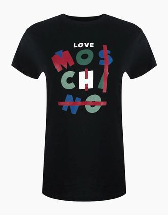 Love Moschino Womens Love Moschino Jumble Logo Black T-Shirt - Size: 18/16