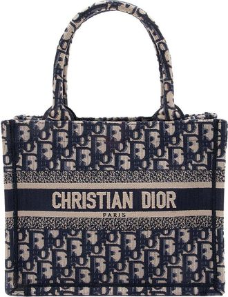 Dior Blue Canvas Oblique Small Book Tote (Authentic Pre-Loved)