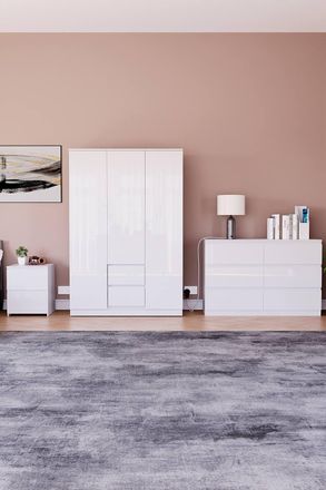Home Discount Vida Designs Glinton 3Pc Bedroom Set(2Dr Bedside, 6Dr Chest, Wardrobe) in White