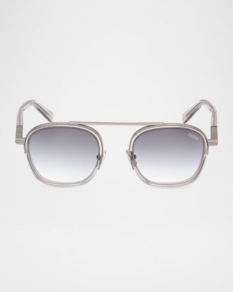 Ermenegildo Zegna Men & apos;s Orizzonte I Geometric Acetate and Metal Sunglasses