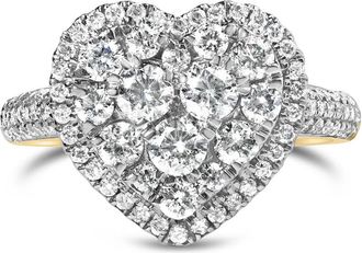 House of Brilliance 14K Yellow Gold 1 1/2 Cttw Diamond Heart Shaped Composite Ring (H-I, SI2-I1) - Ring Size 7