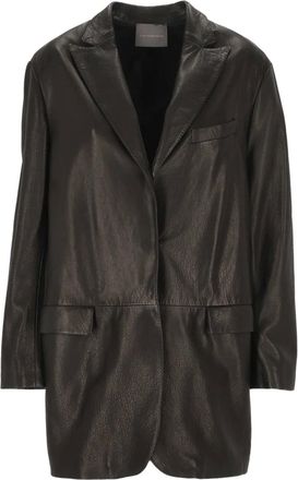 Lorena Antoniazzi Cappotto monopetto in pelle - Nero