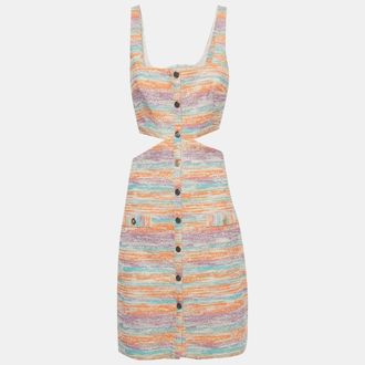 Maje Multicolor Lurex Tweed Cut Out Mini Dress