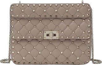 Valentino Garavani Tassen, Dames, Beige, ONE Size, Leer, Medium Rockstud Spike Bag