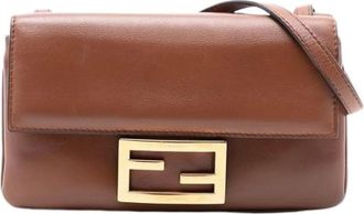 Fendi Pre-owned Cross Body Bags, female, Brown, Size: ONE SIZE Pre-owned Leather Crossbody Bag