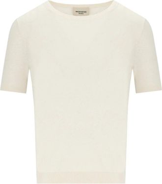 Max Mara Agro Top - Dames - Ronde hals truien - Wit - M - Katoen - Truien & Vesten