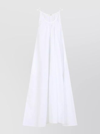 Co gathered neckline midi dress cotton poplin