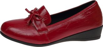 Generic Wine Elegant Womens Slip-On Wedge Heels with Bow Accent for Casual Outings and Comfortable All-Day Wear